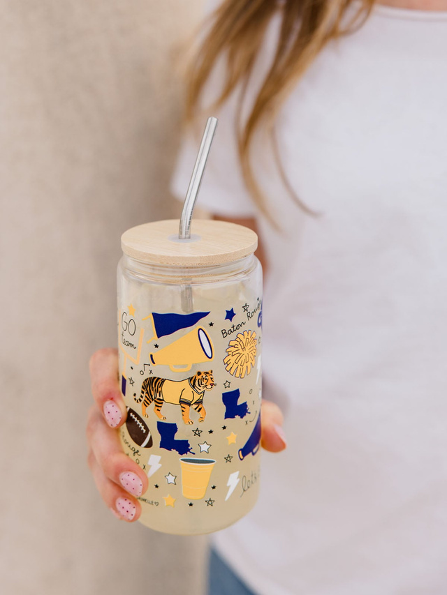 Baton Rouge Football Game Day Glass Can, 1 of 3
