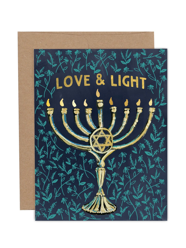 Love & Light Menorah Hanukkah Greeting Card, 1 of 1