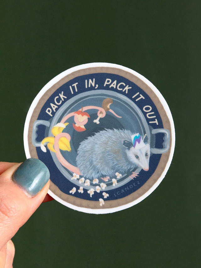 Pack It In Pack It Out Opossum Decal Sticker, 1 of 2