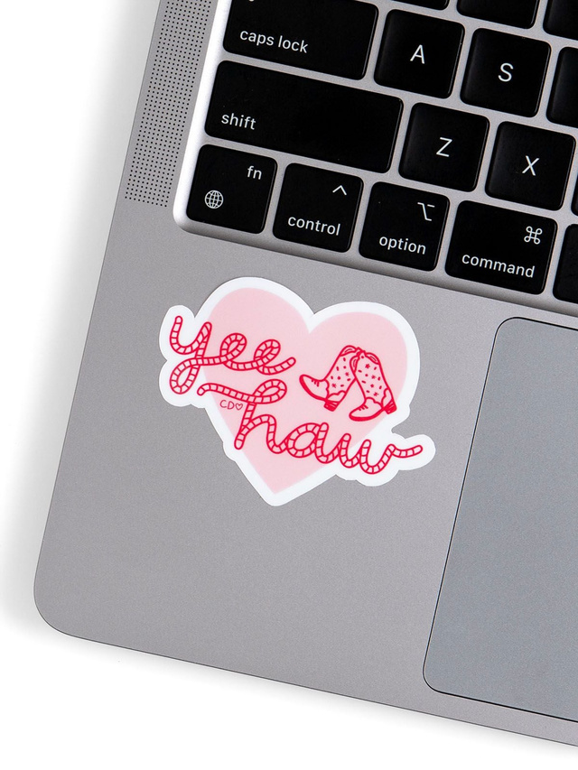Yeehaw Western Cowgirl Boots & Rope Decal Sticker, 2 of 3