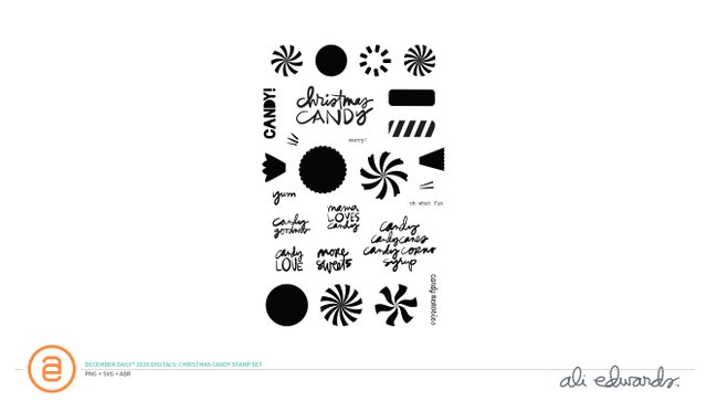 December Daily® 2026 Digital 4×6 Christmas Candy Stamp Set, 1 of 1