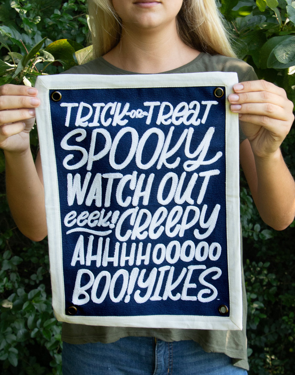 Boo! Halloween Embroidered Canvas Banner, 1 of 5