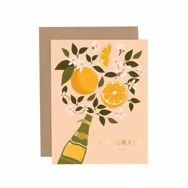 Congrats Orange Citrus Greeting Card, 1 of 1