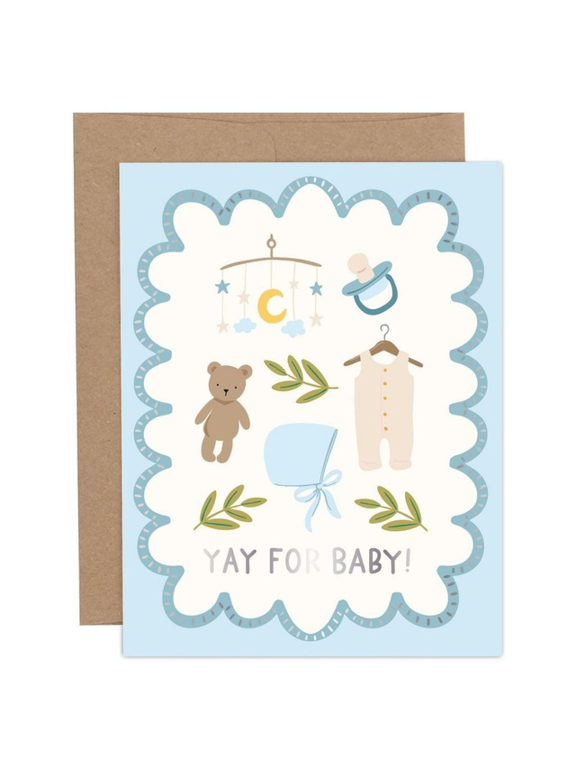Yay For Baby Congratulations Greeting Card - Blue, 1 of 1