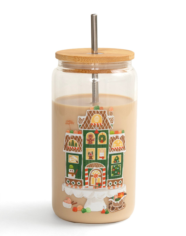 Gingerbread House 16oz Glass Can, 3 of 3