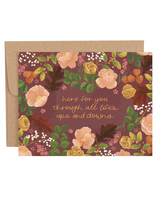 Here For You Sympathy Floral Greeting Card, 1 of 2