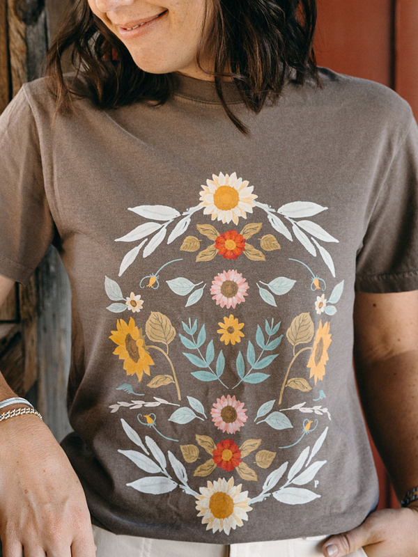 Harvest Floral Sunflowers Tee - Espresso, 2 of 4