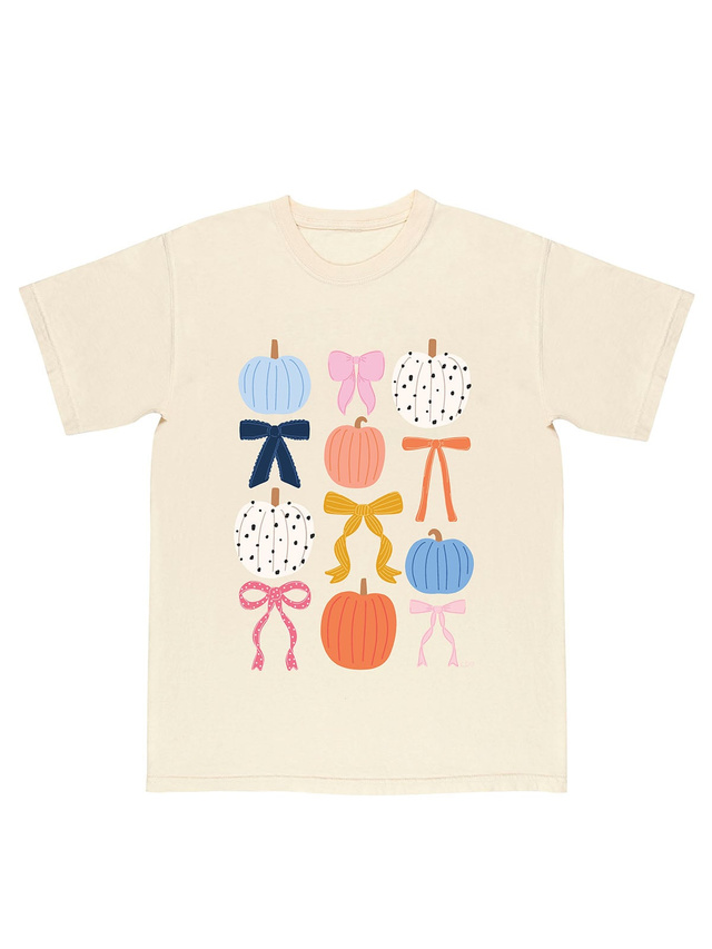 Fall Pumpkins & Coquette Bows Tee - Ivory, 3 of 3