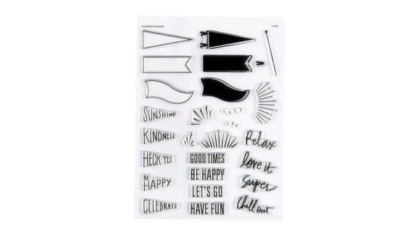 Stamp Set : 6×8 Be Happy Pennant Flags, 1 of 6