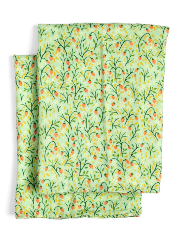 Strawberry Meadow Baby Burp Cloths – Muslin Set of 2, 1 of 2