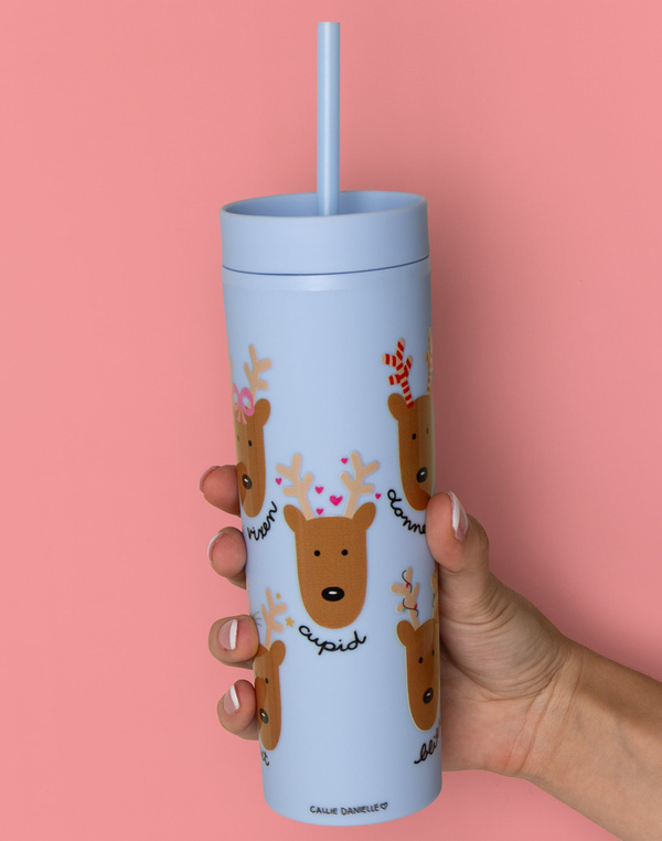 Santa's Reindeer Christmas Acrylic Skinny Tumbler, 1 of 4
