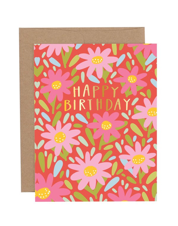 Happy Birthday Florals Greeting Card, 1 of 1