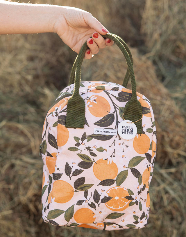 Orange Orchard Reusable Canvas Lunch Tote Bag, 5 of 10
