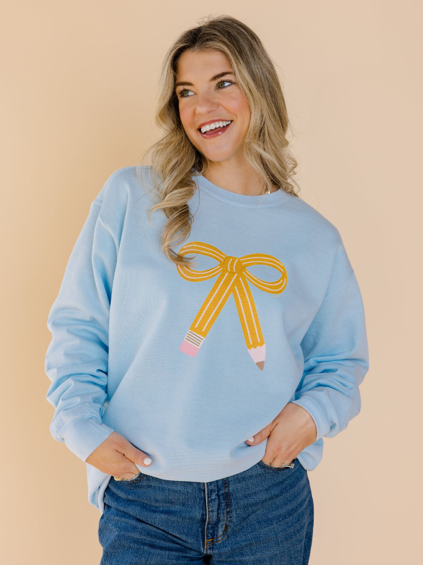 Pencil Bow Sweatshirt - Chambray, 1 of 4