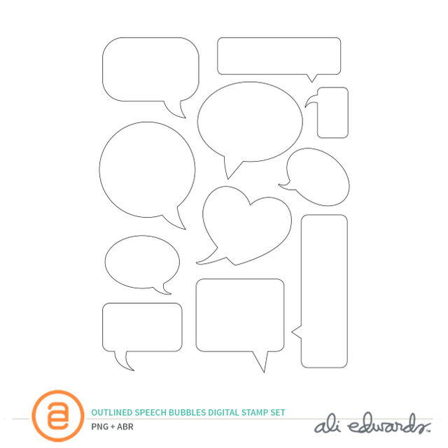 Outlined Speech Bubbles Digital Stamp Set, 1 of 1