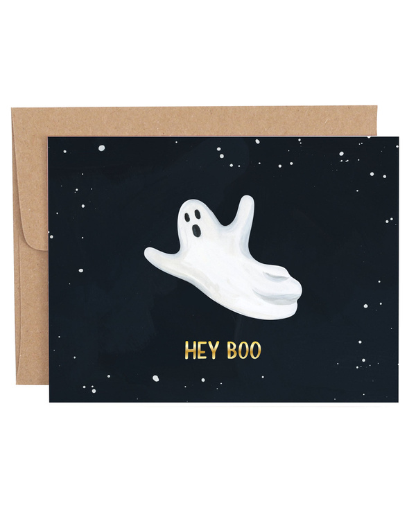 Hey Boo Ghost Halloween Greeting Card, 1 of 1