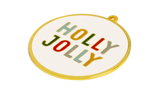 Holly Jolly Enamel Ornament, 2 of 2