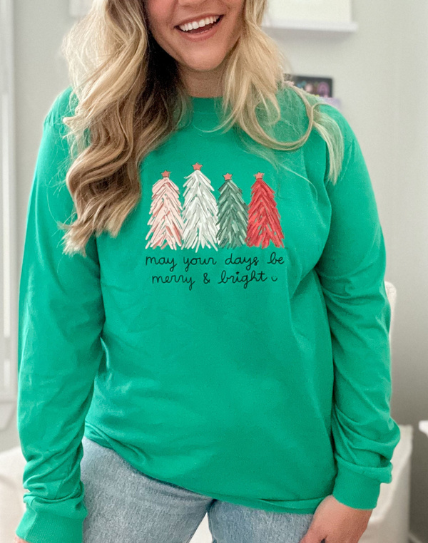 Merry & Bright Trees - Callie Long-Sleeve Tee - Evergreen, 2 of 4