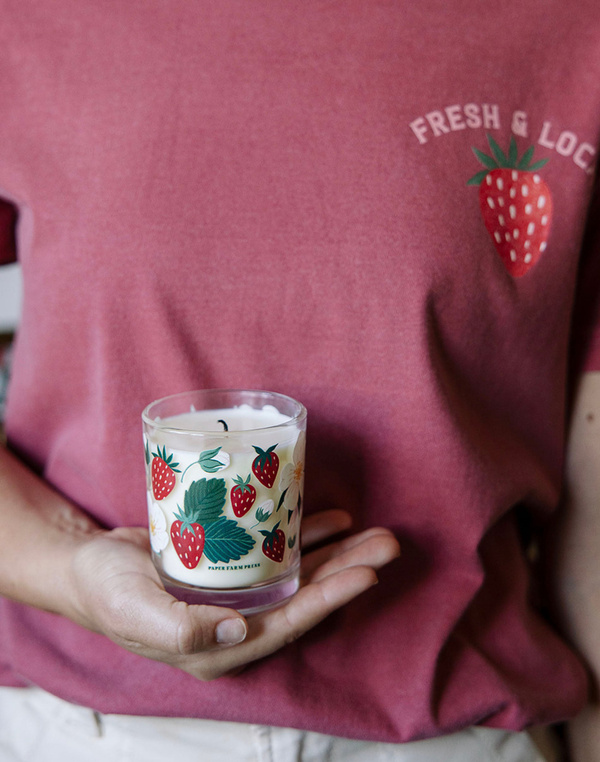 Strawberry Patch Scented Soy Hand-Poured Candle, 3 of 8