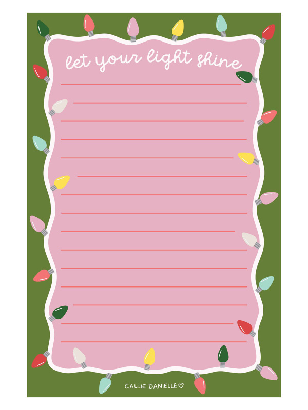 Let Your Light Shine Christmas Lights 4×6 Lined Notepad, 1 of 3