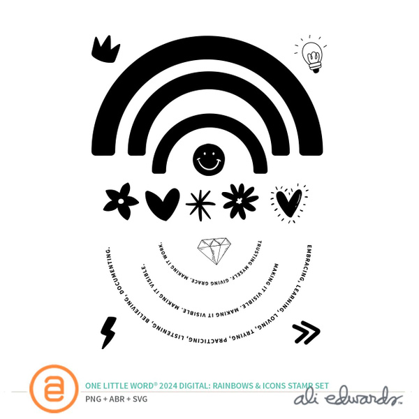 One Little Word® 2024 Rainbows + Icons Digital Stamp Set, 1 of 1