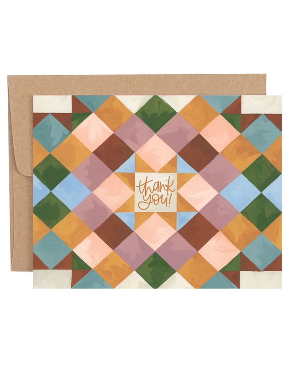 Cozy Quilt Thank You Greeting Card, 1 of 2