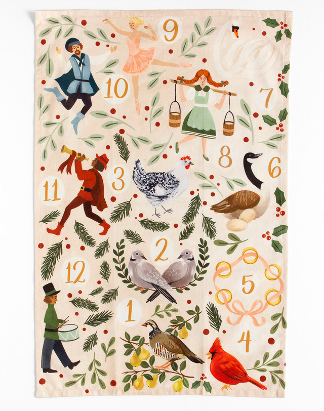 12 Days Of Christmas Kitchen Towel, 5 of 5