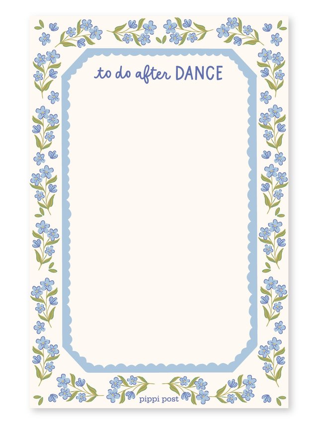 To Do After Dance Blue Floral 4×6 Notepad, 3 of 3