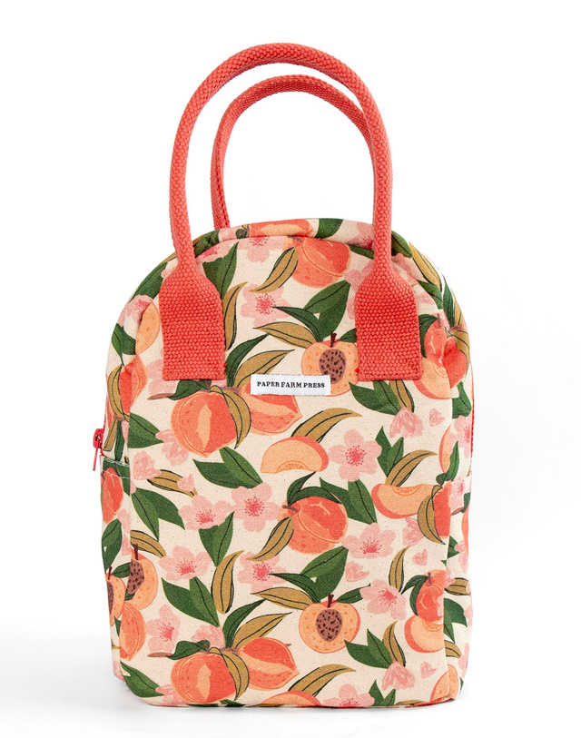 Peach Blossom Reusable Canvas Lunch Tote Bag, 2 of 8