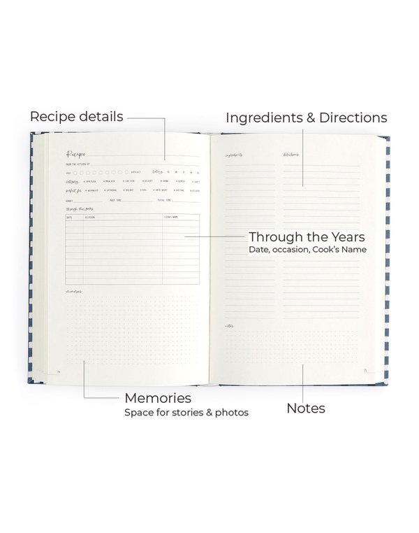 Navy Gingham Heirloom Recipe Book, 3 of 14