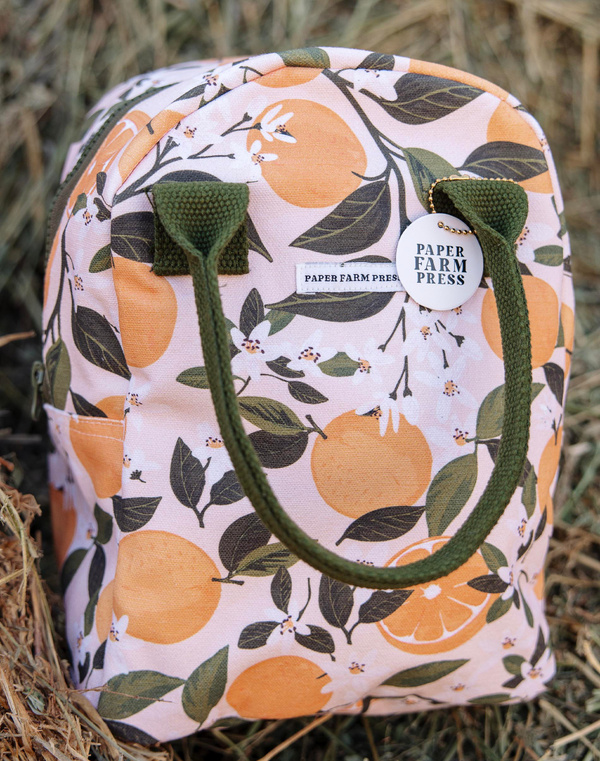 Orange Orchard Reusable Canvas Lunch Tote Bag, 6 of 10