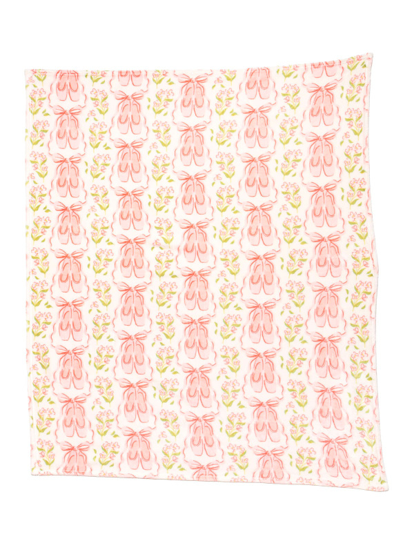 Pink Ballet Slippers & Florals Fleece Throw Blanket, 7 of 7