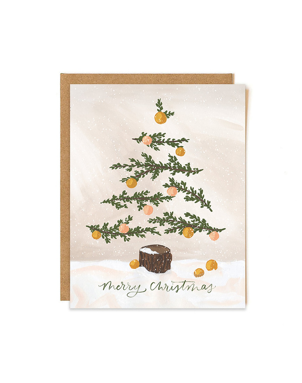 Christmas Tree Tan Greeting Card, 1 of 1
