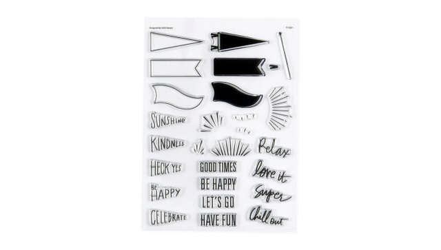 Stamp Set : 6×8 Be Happy Pennant Flags, 1 of 6