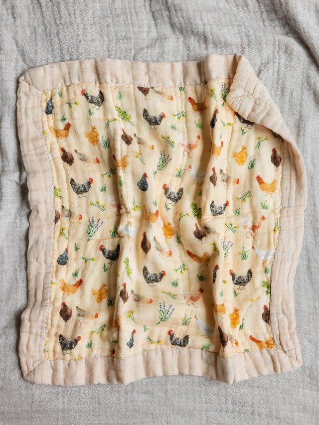 Chicken Meadows Baby Lovey Muslin Blanket, 3 of 7
