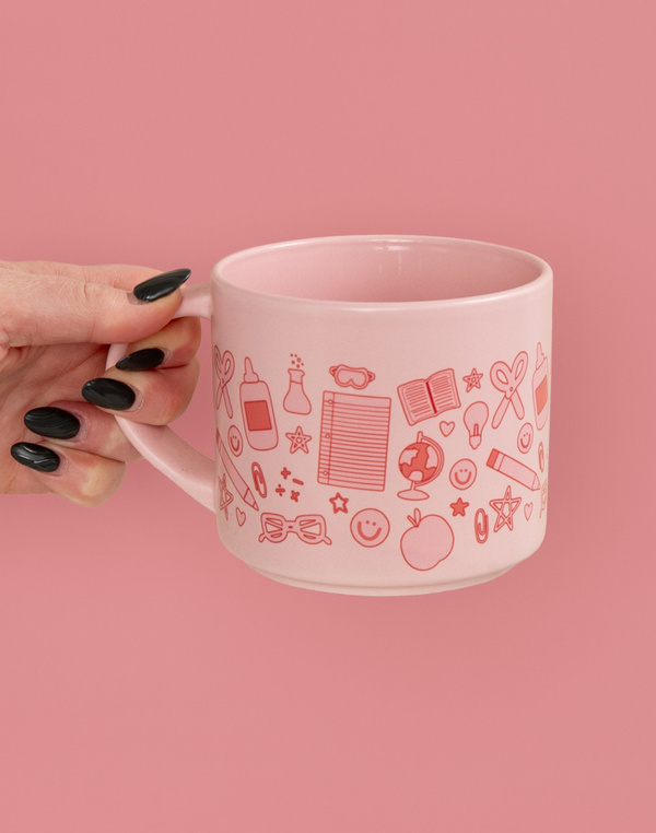 Classroom Icons Ceramic Mug - Pink, 1 of 4