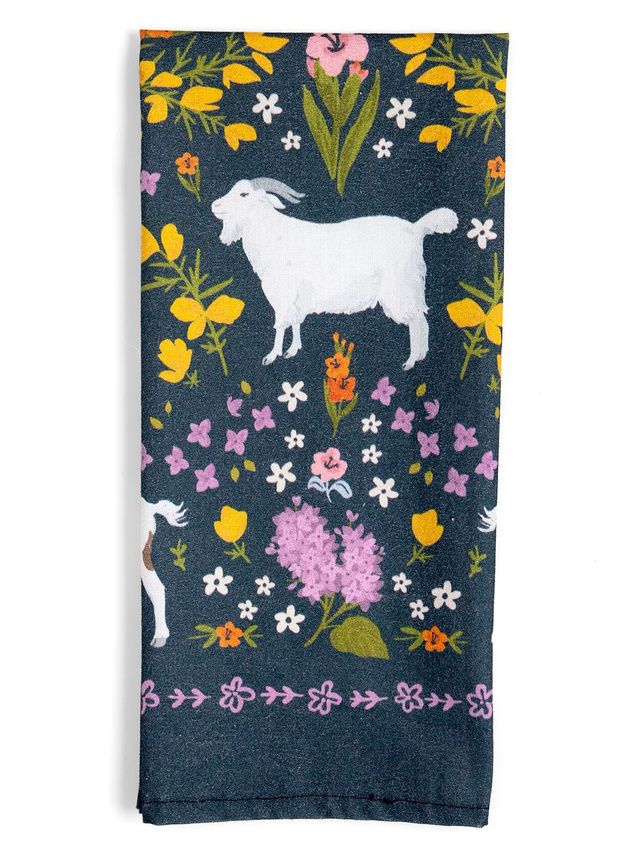 Goats Folk Floral Tea Towel, 5 of 7