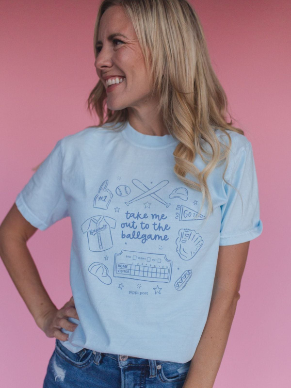 Take Me Out To The Ballgame Baseball Tee - Chambray, 1 of 2