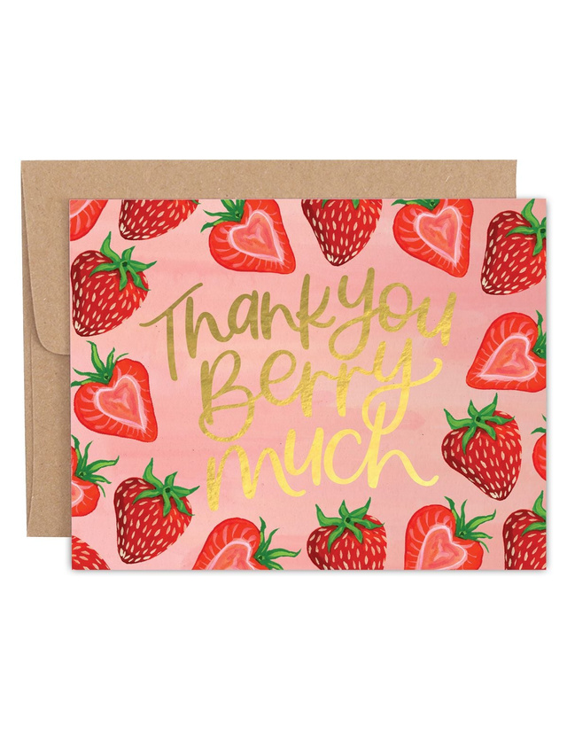 Thank You Berry Much Strawberries Greeting Card, 1 of 1