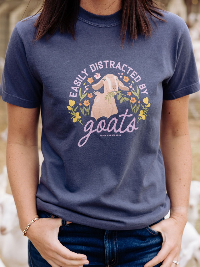 Easily Distracted by Goats Tee - Navy, 1 of 3