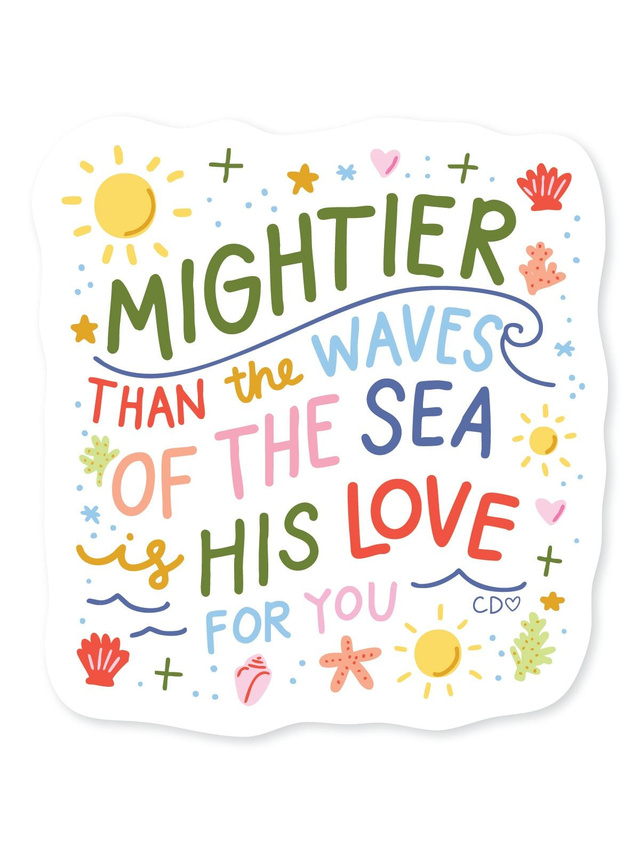 Mightier Than The Waves Coastal Faith-Inspired Decal Sticker, 4 of 4