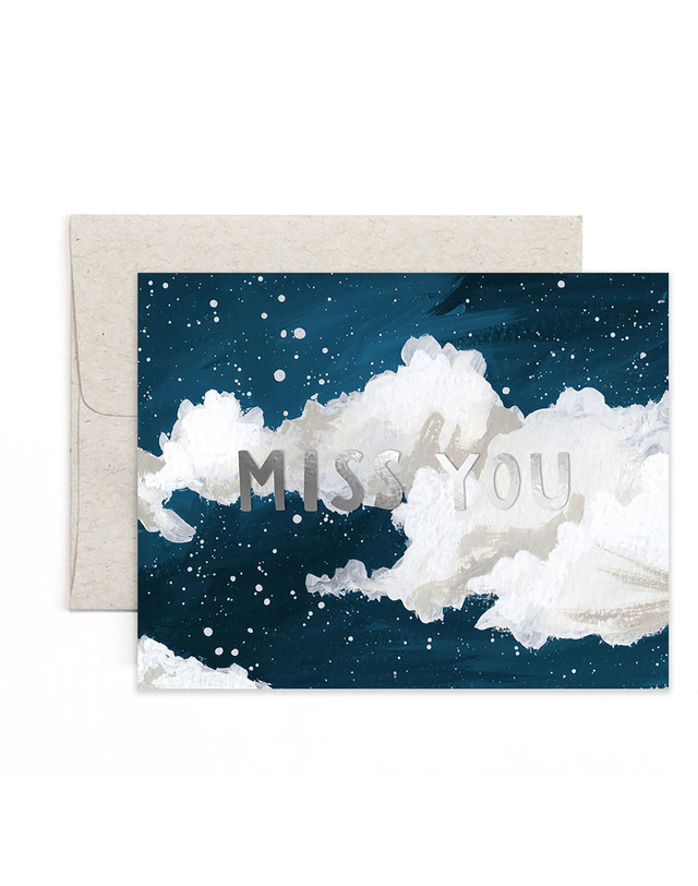 Miss You Clouds Greeting Card, 1 of 1