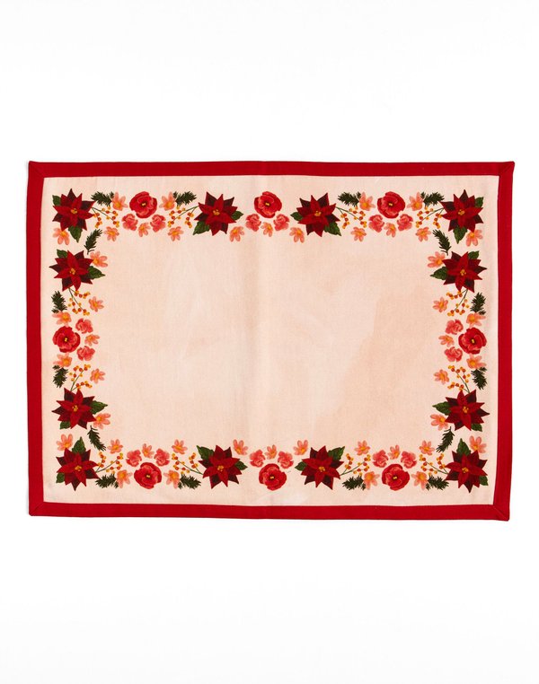 Yuletide Blooms Christmas Cloth Table Placemat Set, 2 of 4