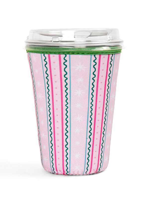 Pink & Green Striped Drink Sleeve, 1 of 2