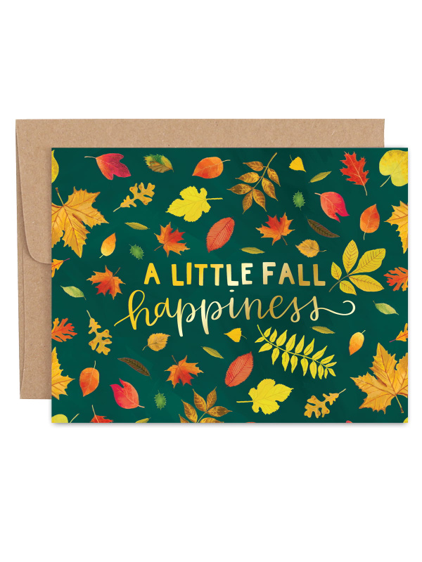 A Little Fall Happiness Autumn Leaves Greeting Card, 1 of 1