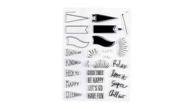 Stamp Set : 6×8 Be Happy Pennant Flags, 1 of 6