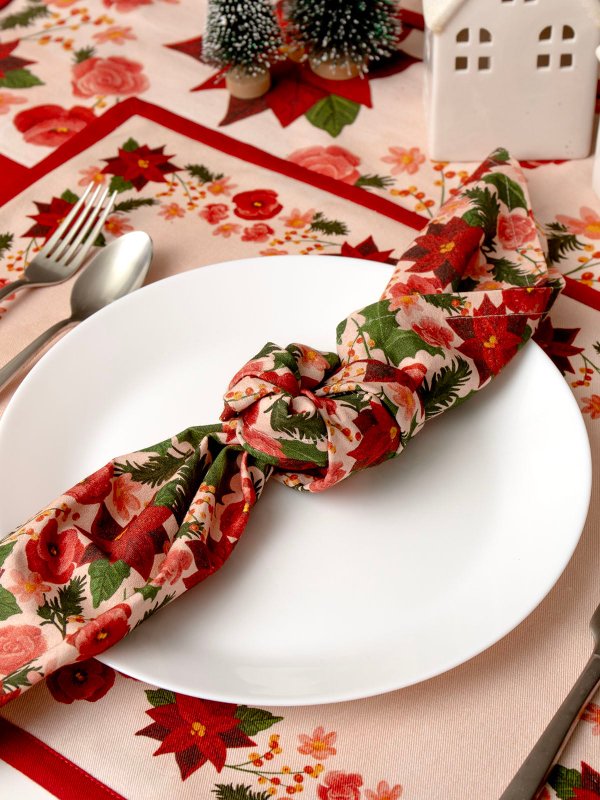 Yuletide Blooms Christmas Cotton Cloth Table Napkins Set, 2 of 4