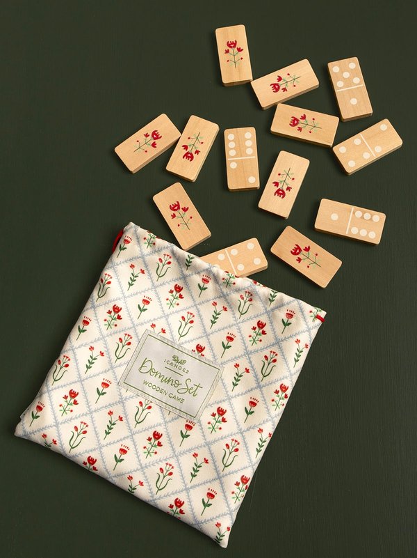 Scandinavian Floral Diamond Wooden Domino Game Set, 1 of 6