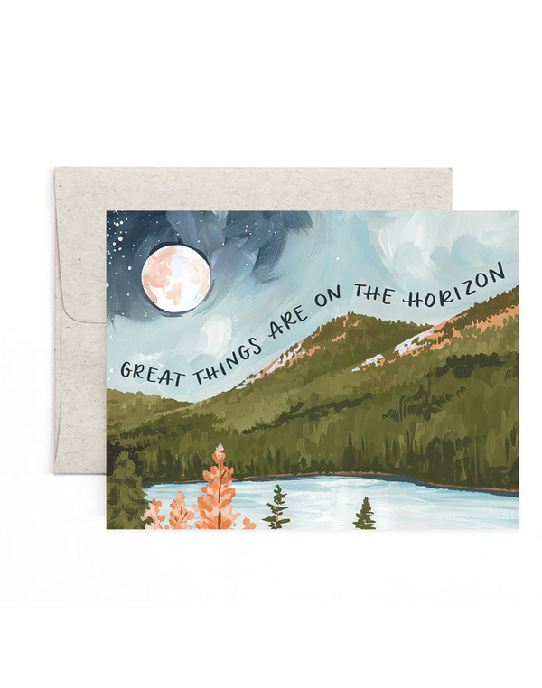Alpine Moon Horizon Greeting Card, 1 of 1