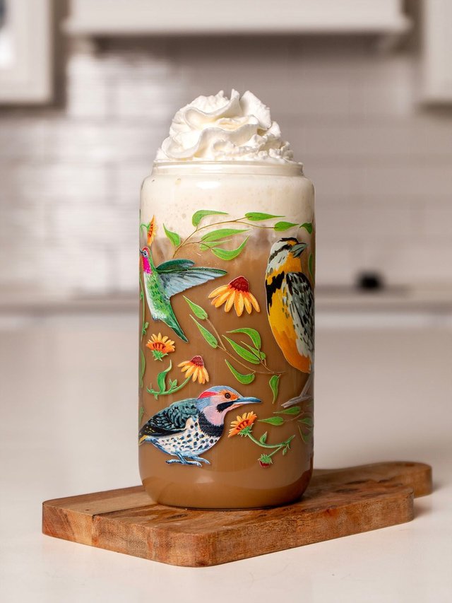 Feathered Friends Birds & Florals 16oz Glass Can, 2 of 5